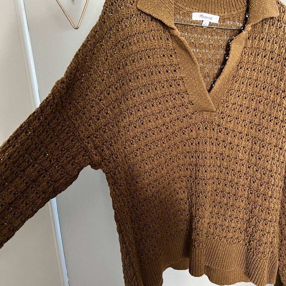 Madewell Olive Green Open Knit Sweater - Women's Size Large